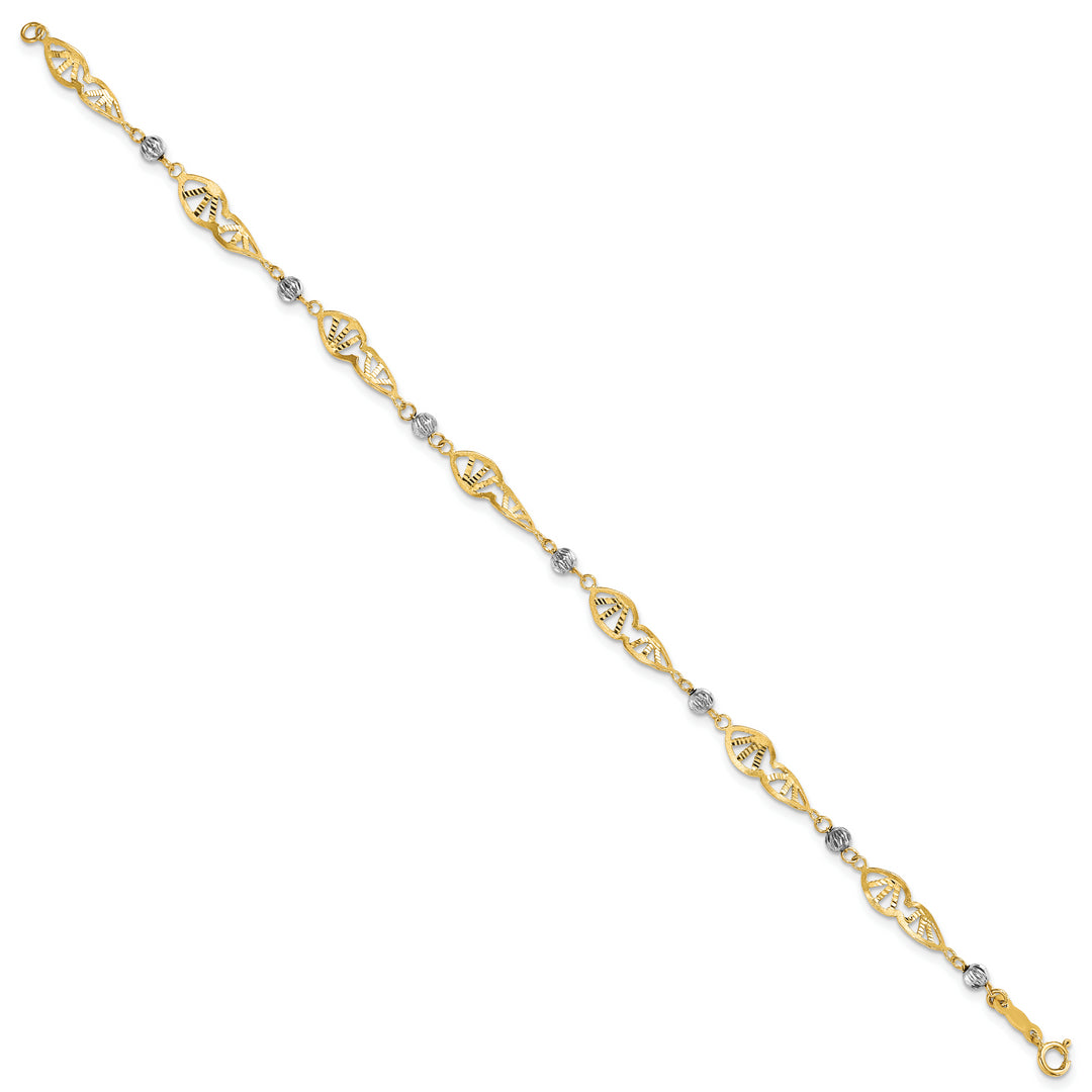 Brazalete de Enlace Elegante con Corte Diamante en Oro Bicolor de 14k