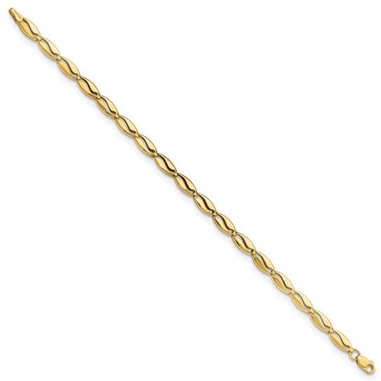 Pulsera Fancy de Enlace Ondulado de Oro Amarillo de 14K, 7.5 Pulgadas, Pulida