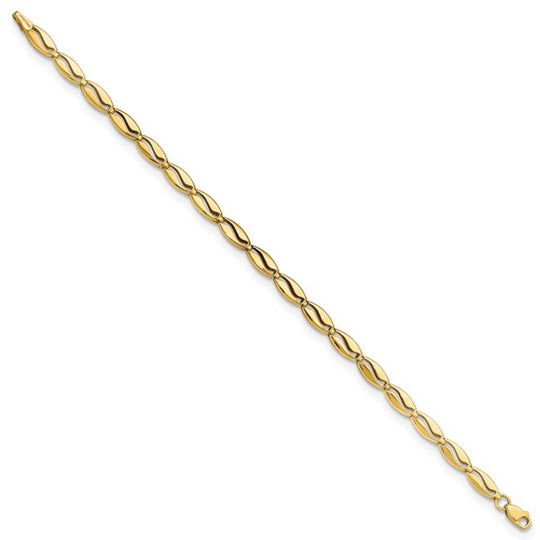 Pulsera Fancy de Enlace Ondulado de Oro Amarillo de 14K, 7.5 Pulgadas, Pulida