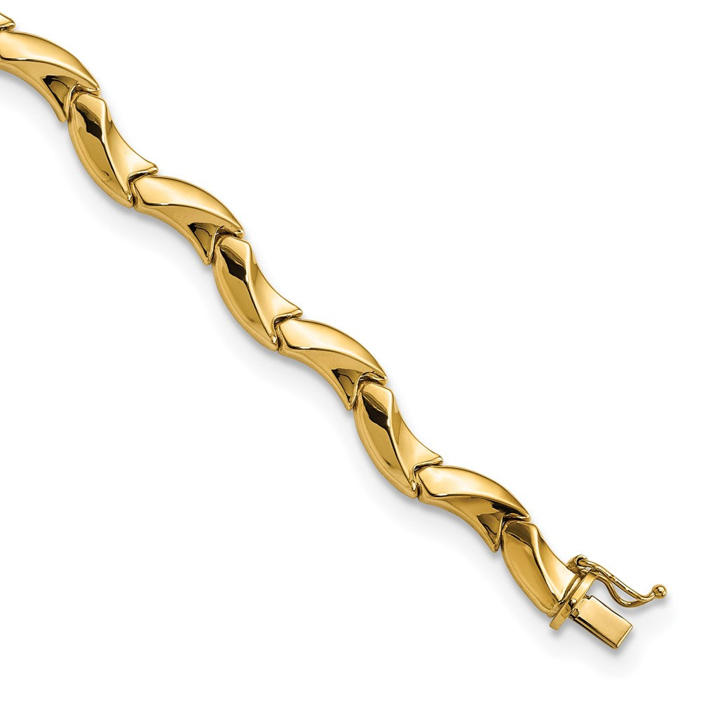 Pulsera 14K de Oro Amarillo Pulido con Eslabones Curvos