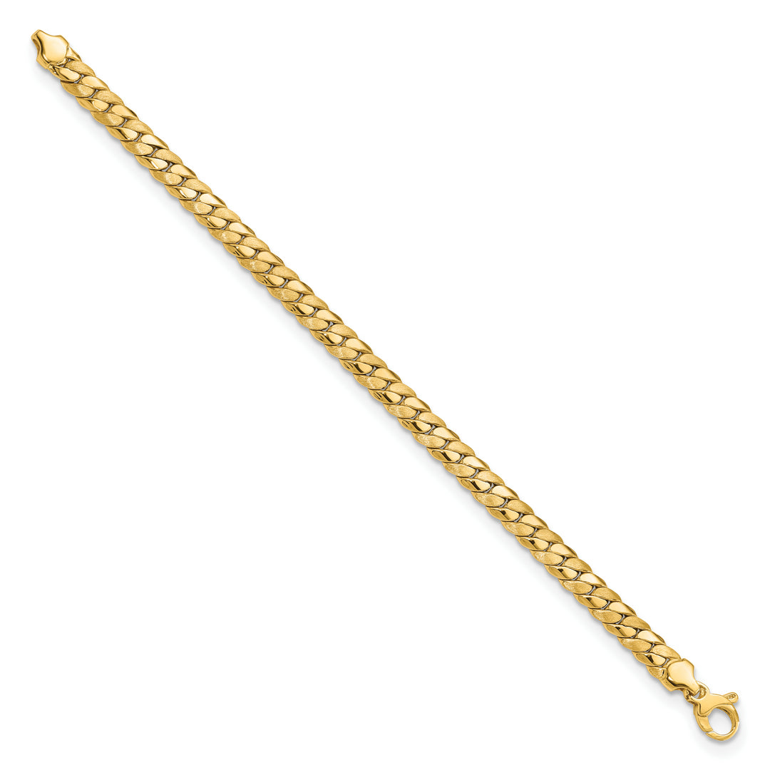 Pulsera de eslabones elegantes de 6,5 mm, satinada y pulida de 14 k