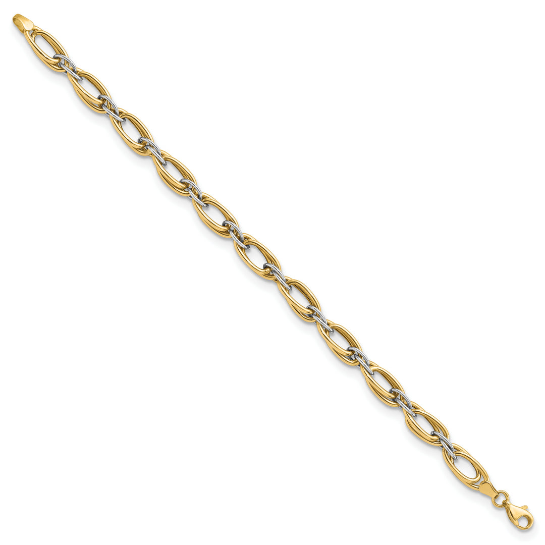 Pulsera Fancy Link 14K Bicolor Pulido