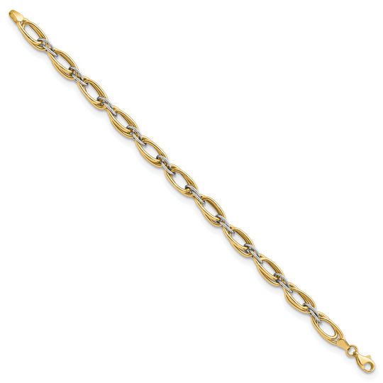 Pulsera Fancy Link 14K Bicolor Pulido