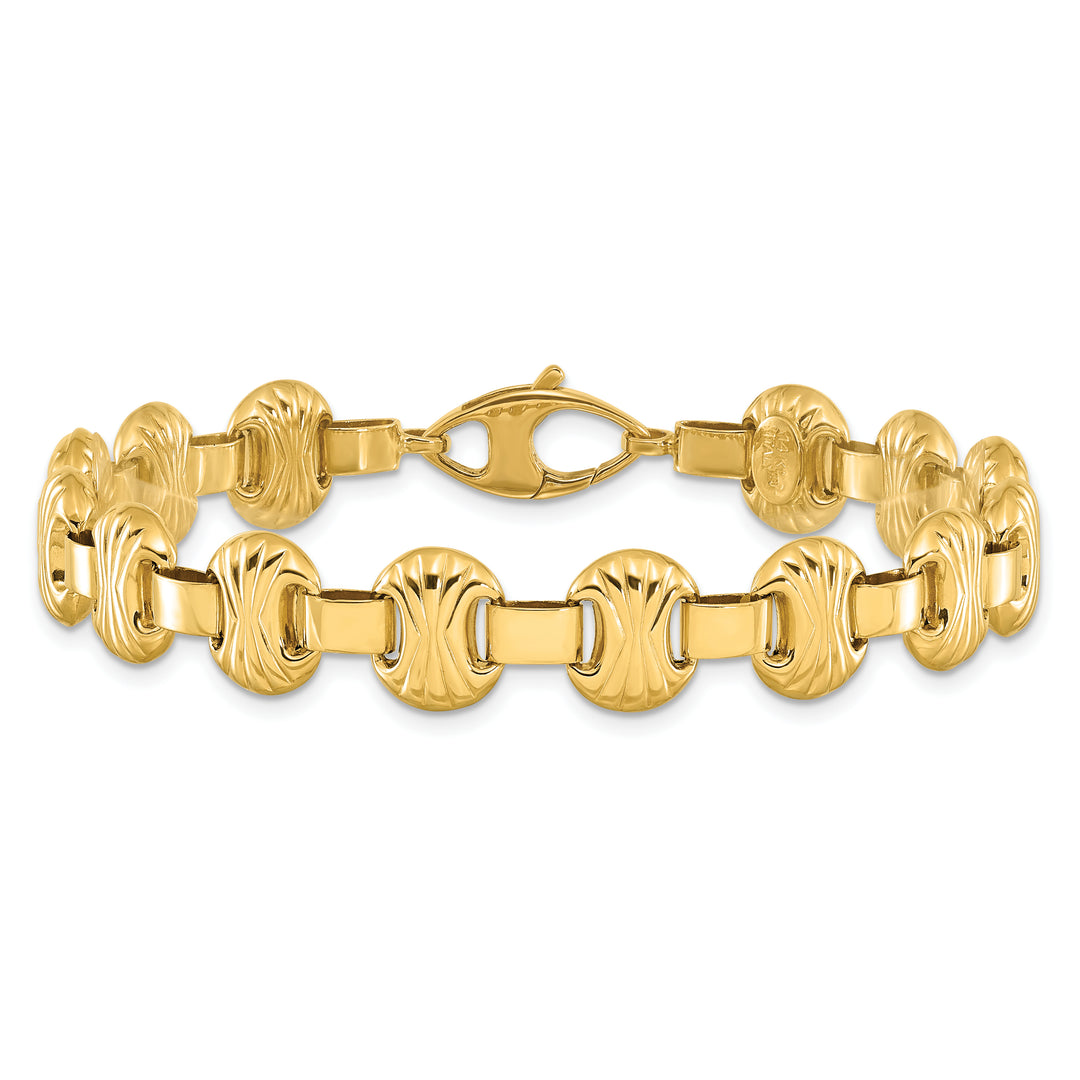 Pulsera Fancy Texturizada y Pulida de 14K Amarillo