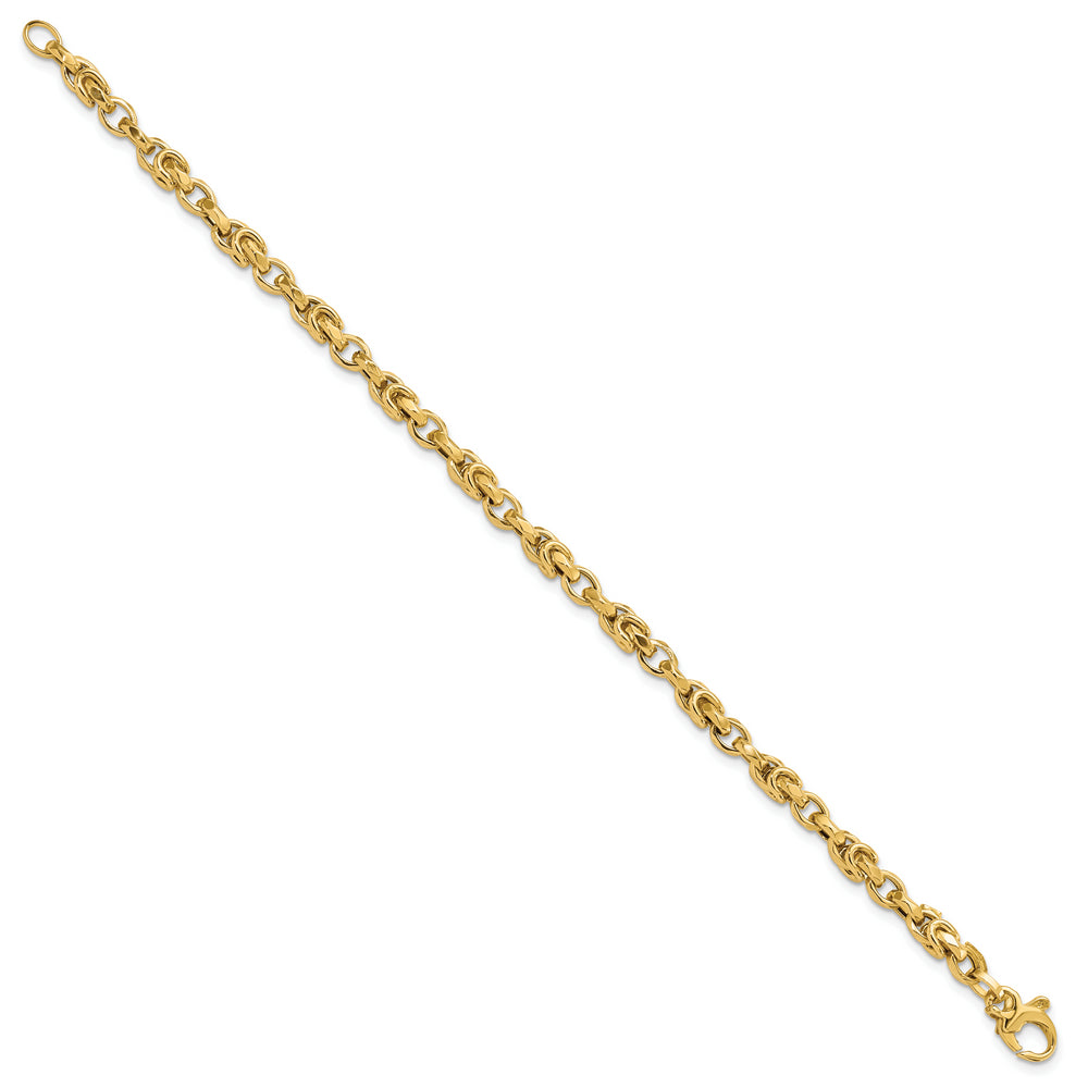 Pulsera de eslabones estilo bizantino elegante de oro de 14 quilates