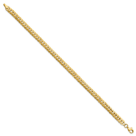 14K Pulida Pulsera de Enlace Elegante de 7.5 Pulgadas