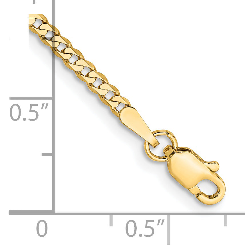 Pulsera Curb Aplanada y Biselada de Oro Amarillo de 14k de 8 pulgadas y 2.2 mm con Cierre de Langosta