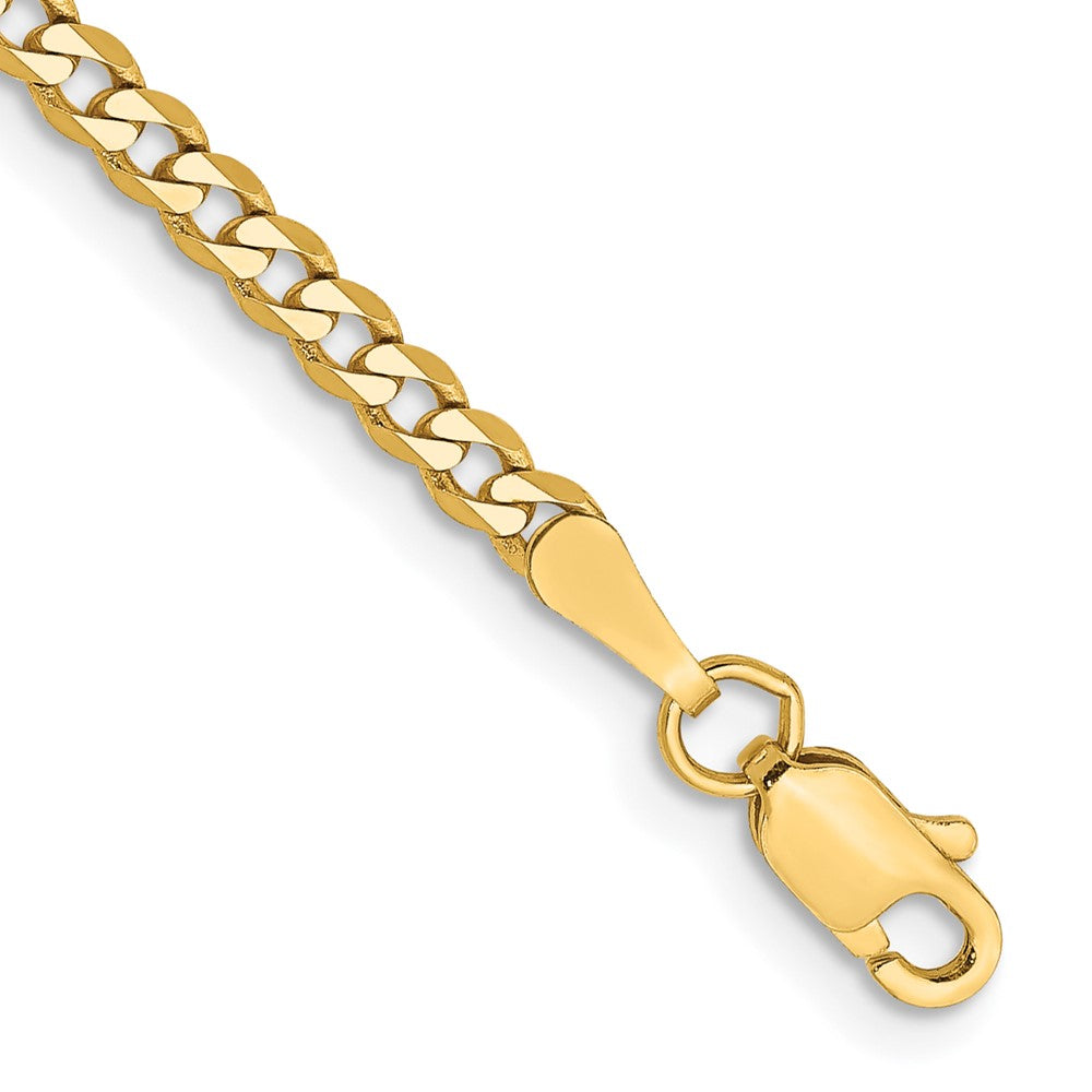 Pulsera Curb Aplanada y Biselada de Oro Amarillo de 14k de 7 pulgadas y 2.3 mm con Cierre de Langosta