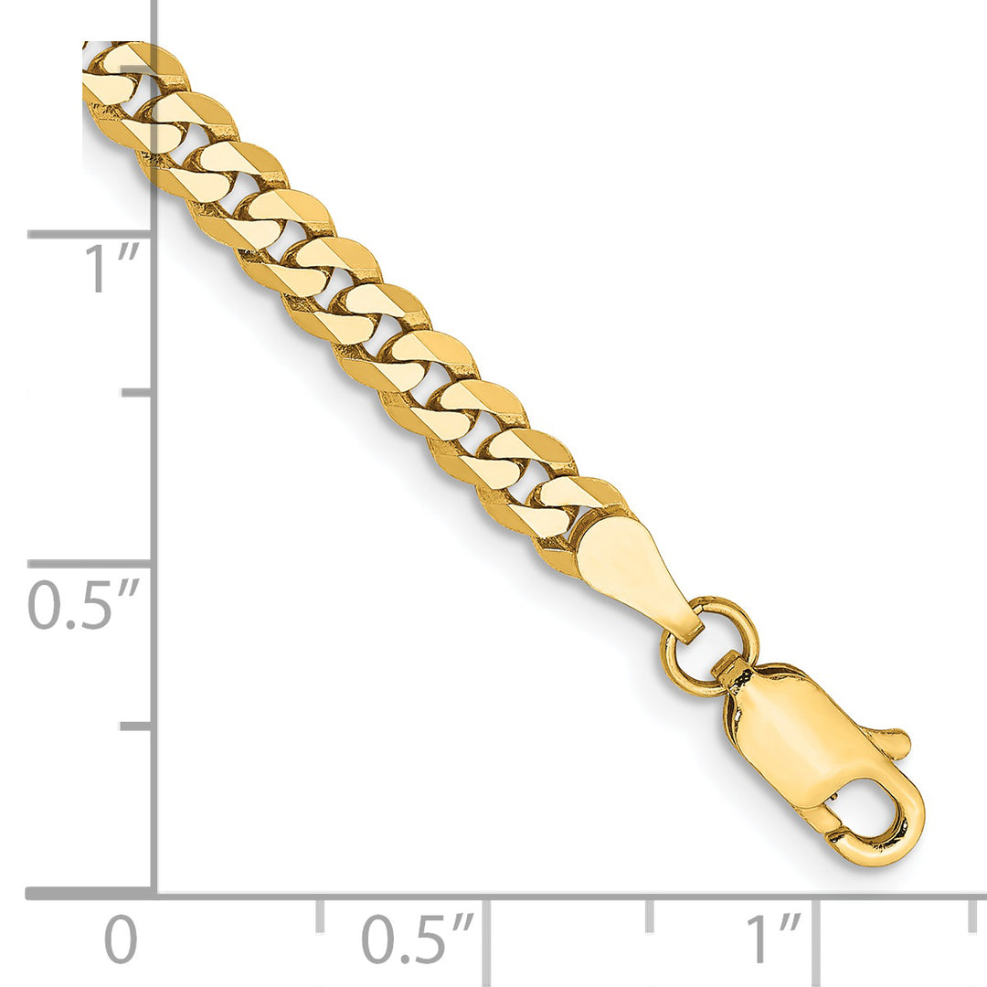 Pulsera Curb Aplanada y Biselada de Oro Amarillo de 14k de 7 pulgadas y 3.9 mm con Cierre de Langosta