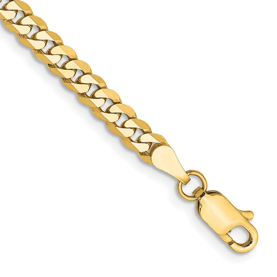 Pulsera Curb Aplanada y Biselada de Oro Amarillo de 14k de 7 pulgadas y 3.9 mm con Cierre de Langosta