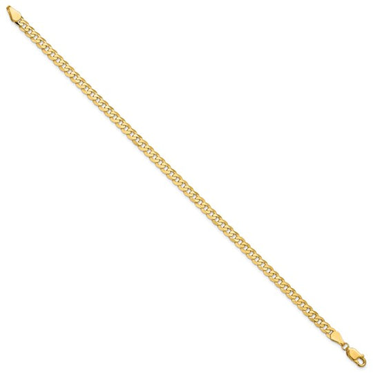 Pulsera Curb Aplanada y Biselada de Oro Amarillo de 14k de 9 pulgadas y 4.75 mm con Cierre de Langosta