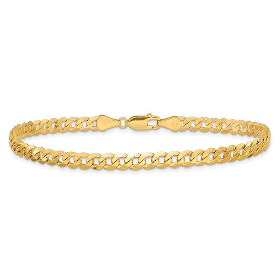 Pulsera Curb Aplanada y Biselada de Oro Amarillo de 14k de 9 pulgadas y 4.75 mm con Cierre de Langosta