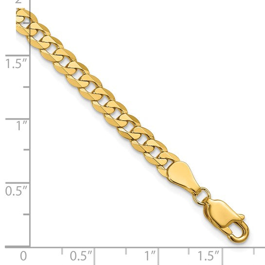 Pulsera Curb Aplanada y Biselada de Oro Amarillo de 14k de 9 pulgadas y 4.75 mm con Cierre de Langosta