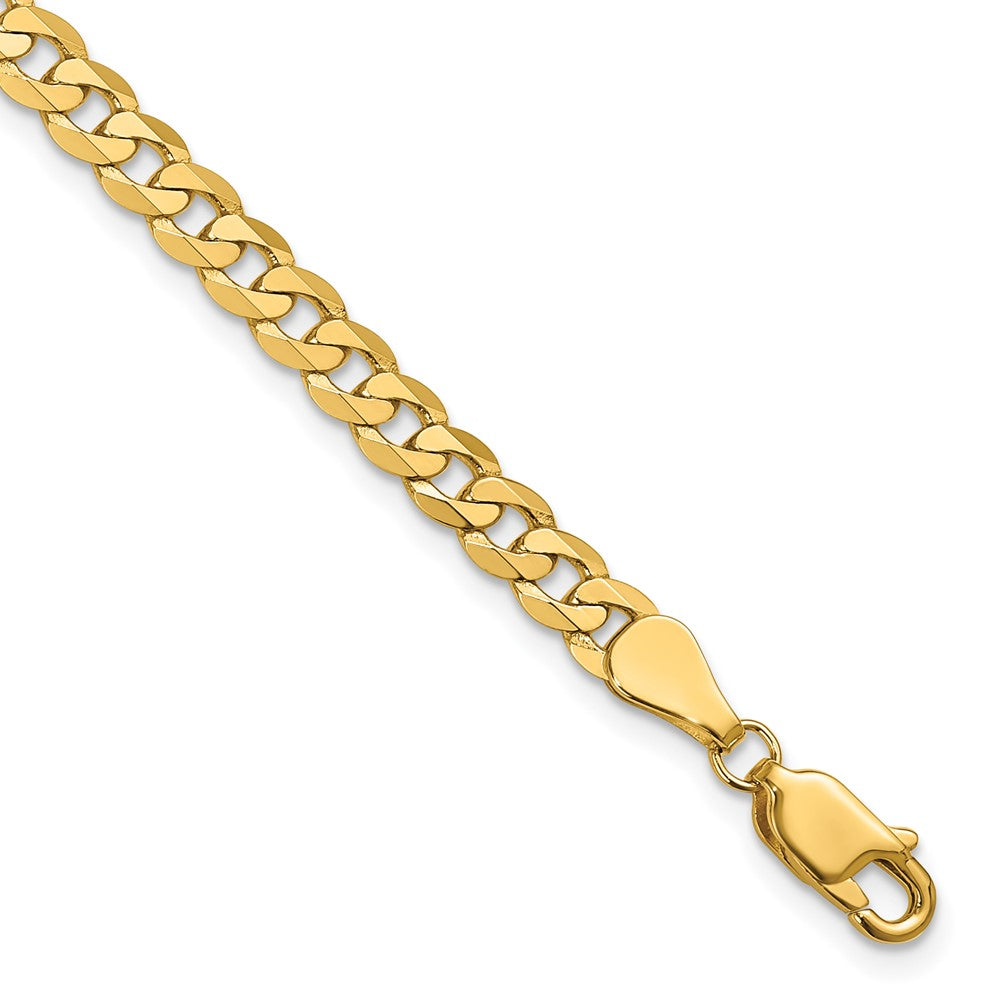 Pulsera Curb Aplanada y Biselada de Oro Amarillo de 14k de 9 pulgadas y 4.75 mm con Cierre de Langosta