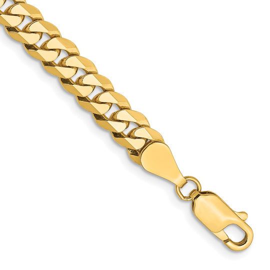 Pulsera Curb Aplanada y Biselada de Oro Amarillo de 14k de 8 pulgadas y 5.75 mm con Cierre de Langosta