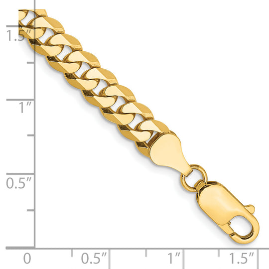 Pulsera Curb Aplanada y Biselada de Oro Amarillo de 14k de 8.5 pulgadas y 6.25 mm con Cierre de Langosta