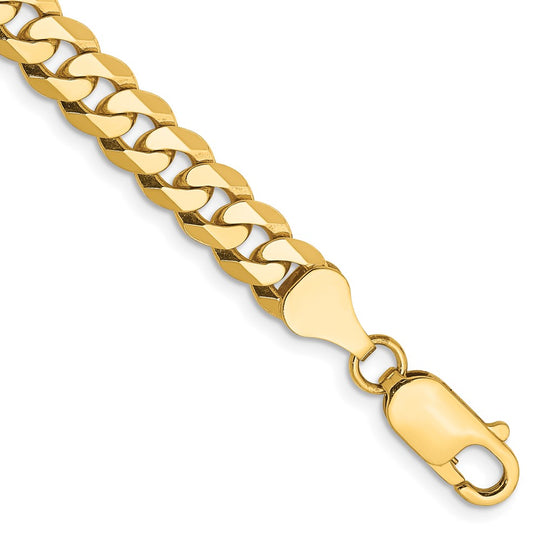 Pulsera Curb Aplanada y Biselada de Oro Amarillo de 14k de 9 pulgadas y 6.25 mm con Cierre de Langosta