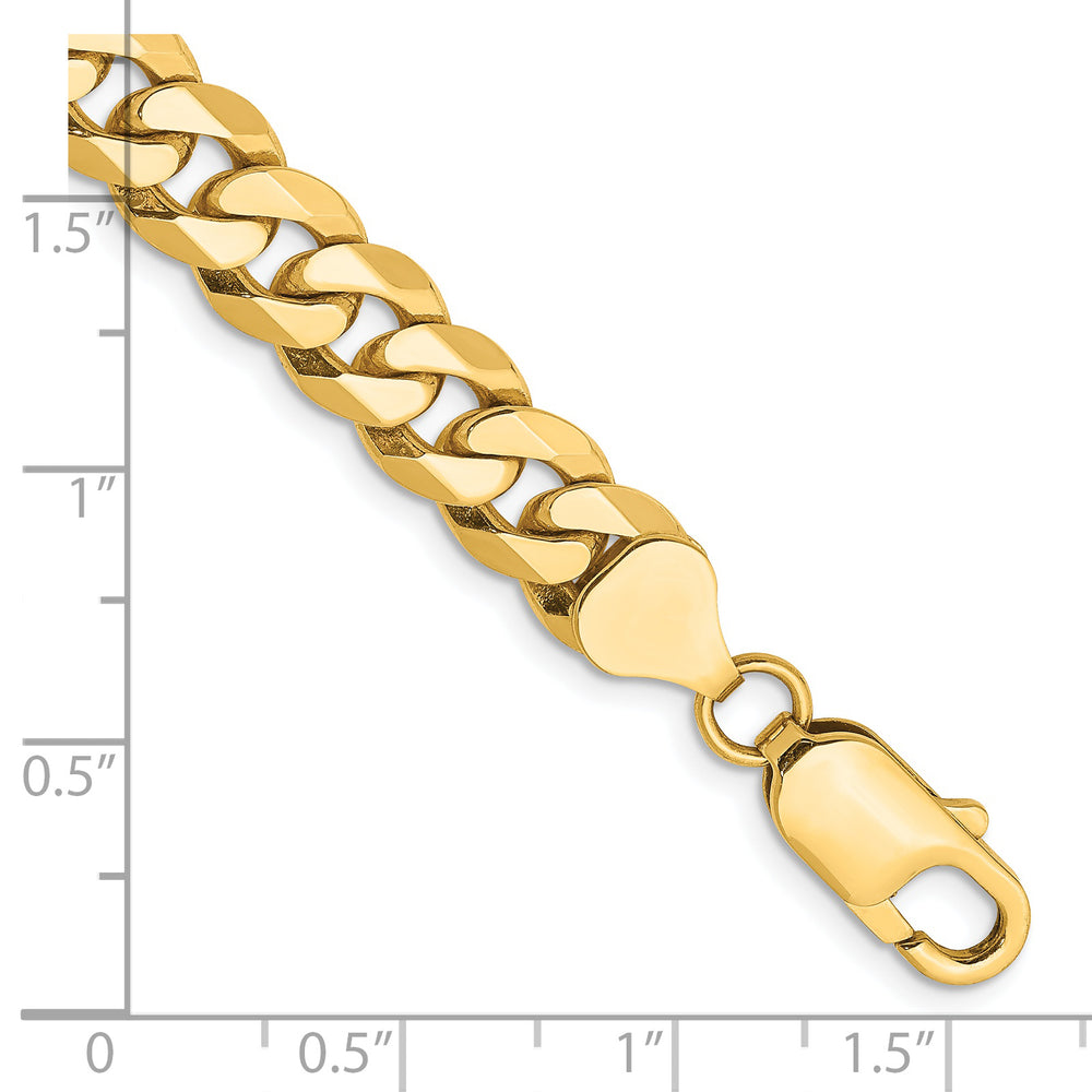 Pulsera Curb Aplanada y Biselada de Oro Amarillo de 14k de 8.5 pulgadas y 8 mm con Cierre de Langosta