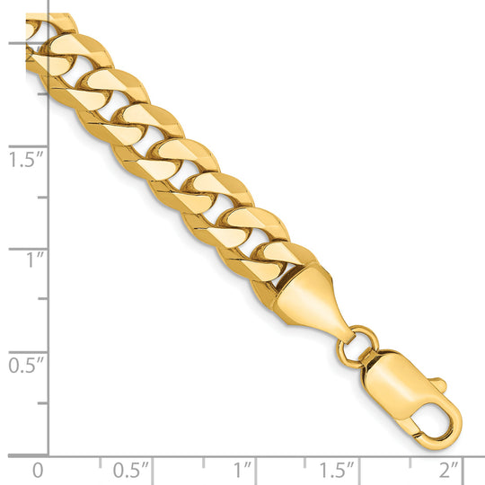 Pulsera Curb Aplanada y Biselada de Oro Amarillo de 14k de 8 pulgadas y 8.5 mm con Cierre de Langosta