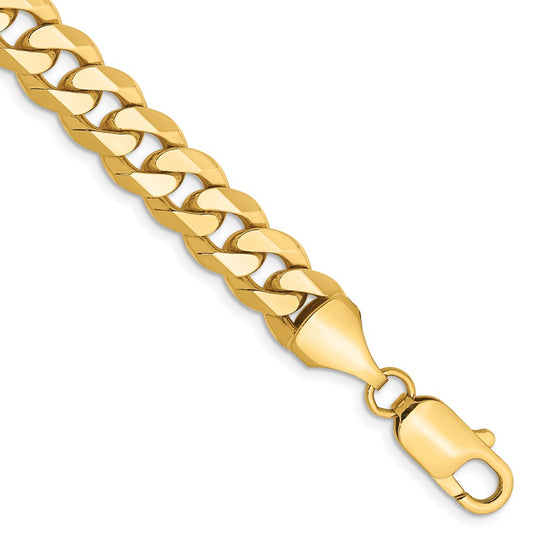 Pulsera Curb Aplanada y Biselada de Oro Amarillo de 14k de 8 pulgadas y 8.5 mm con Cierre de Langosta