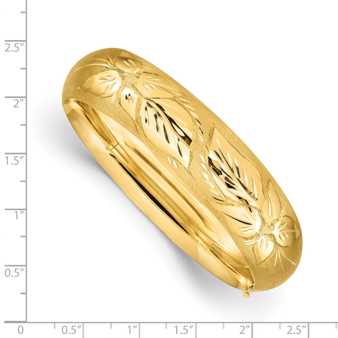 Brazalete con Bisagras y Grabado Florentino de  11/16 en Oro 14k