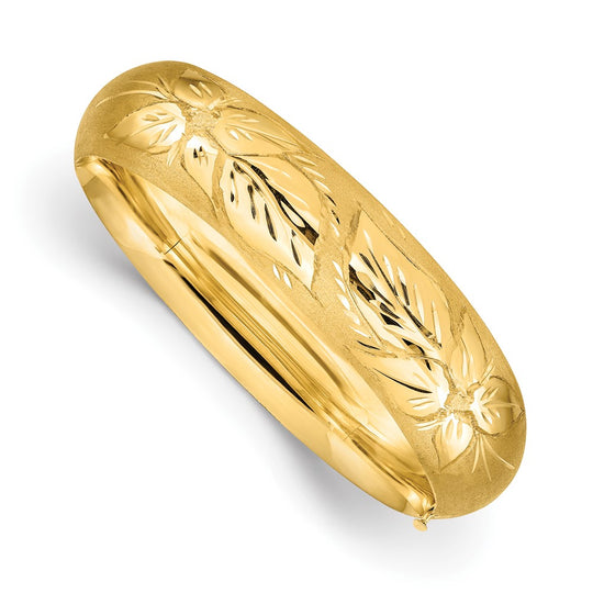 Brazalete con Bisagras y Grabado Florentino de  11/16 en Oro 14k