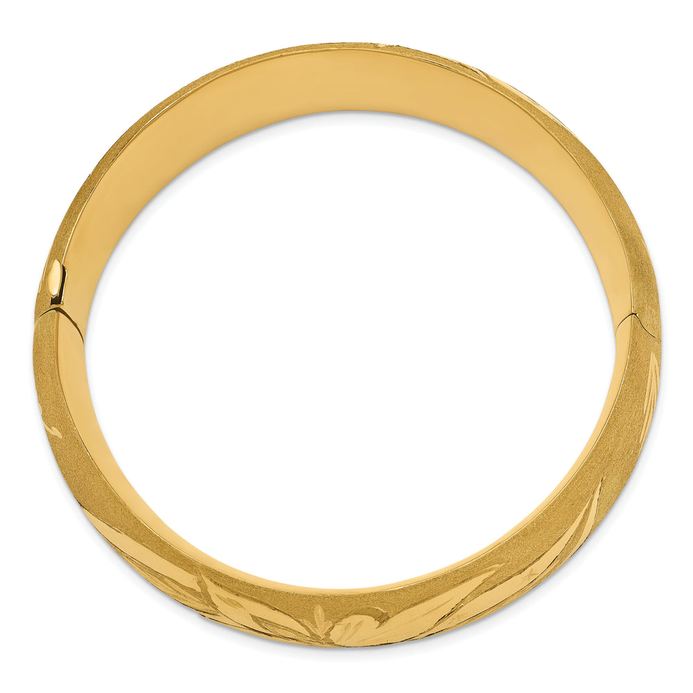 Pulsera Rígida Articulada de Oro Amarillo de 14k con Grabado Florentino