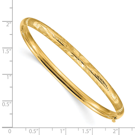 Brazalete con Bisagras y Grabado Florentino de 3/16 en Oro 14k