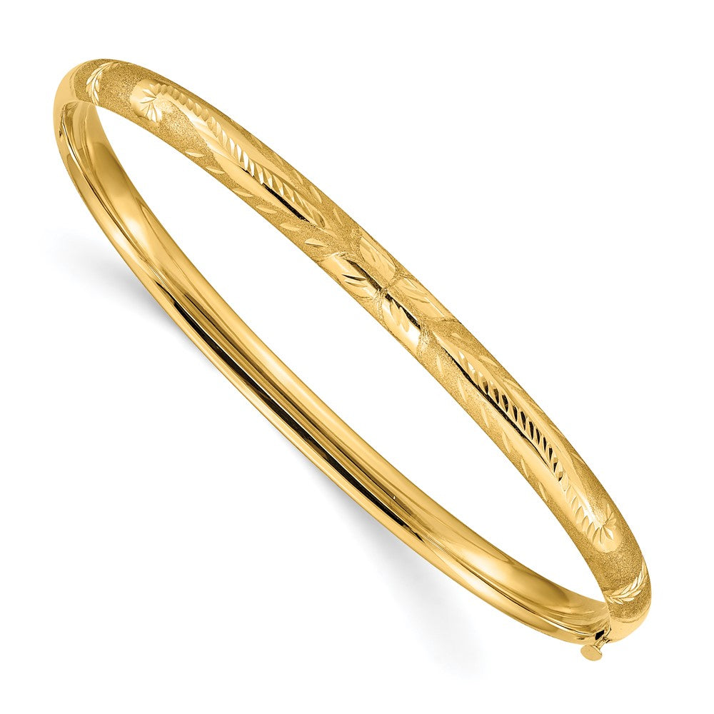 Brazalete con Bisagras y Grabado Florentino de 3/16 en Oro 14k