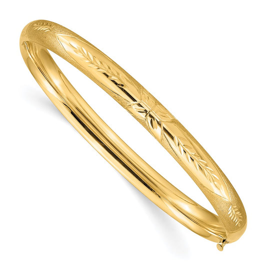 Brazalete con Bisagras y Grabado Florentino de 4/16 en Oro 14k