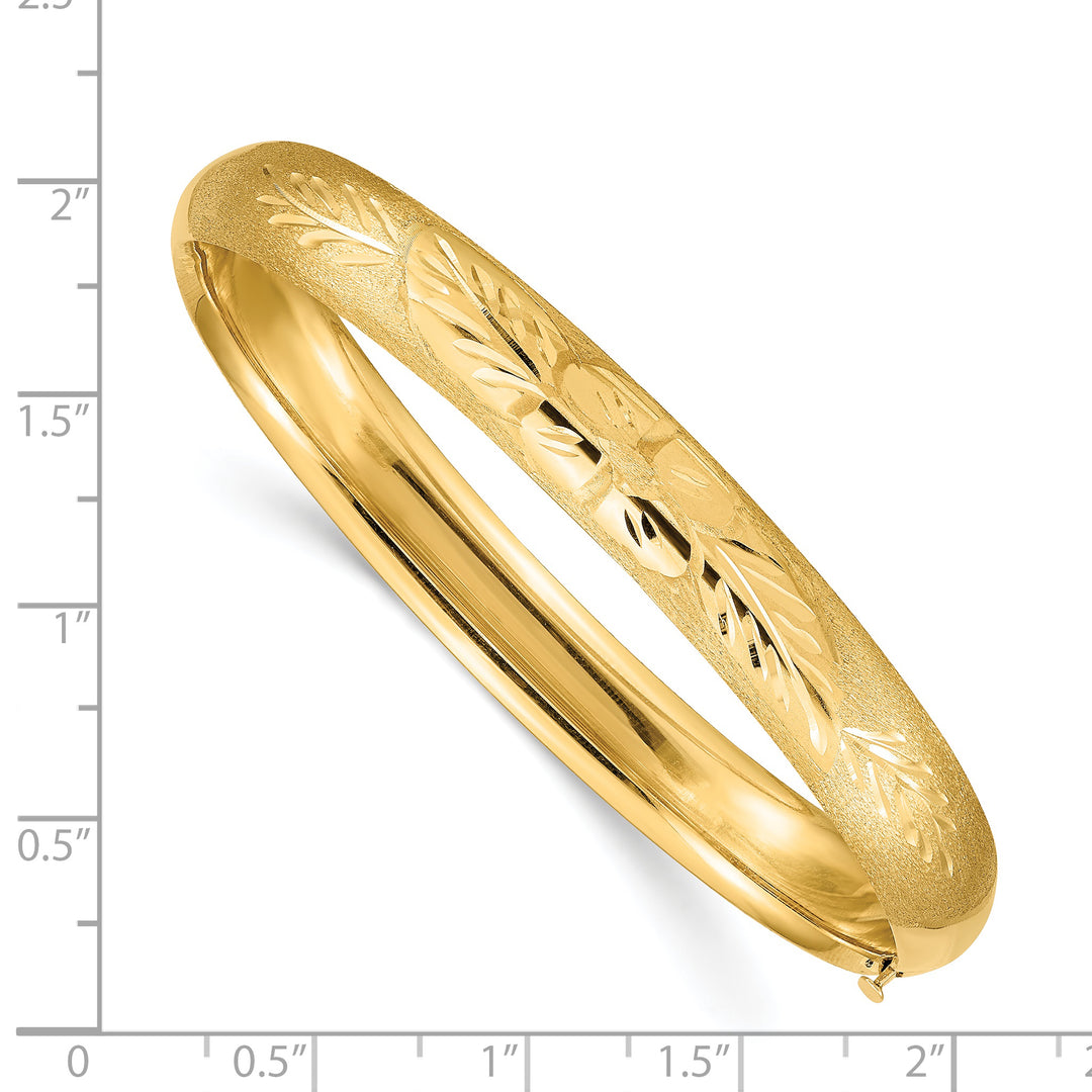 Brazalete con Bisagras y Grabado Florentino Extragrande de 5/16 mm en Oro de 14k