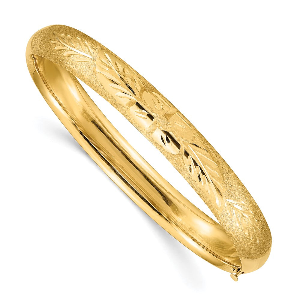 Brazalete con Bisagras y Grabado Florentino Extragrande de 5/16 mm en Oro de 14k