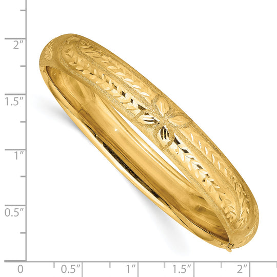 Brazalete con Bisagras y Grabado Florentino de  7/16 en Oro 14k