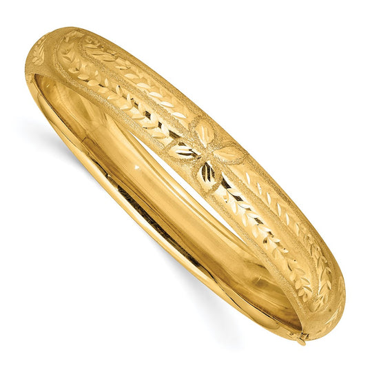 Brazalete con Bisagras y Grabado Florentino de  7/16 en Oro 14k