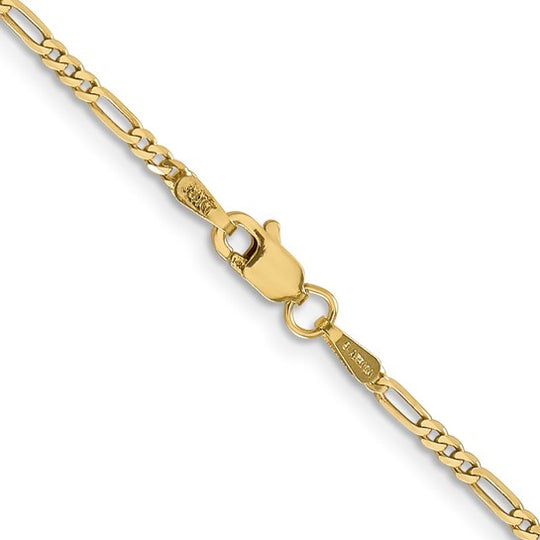 Pulsera Figaro plana de 14k y 1,8 mm