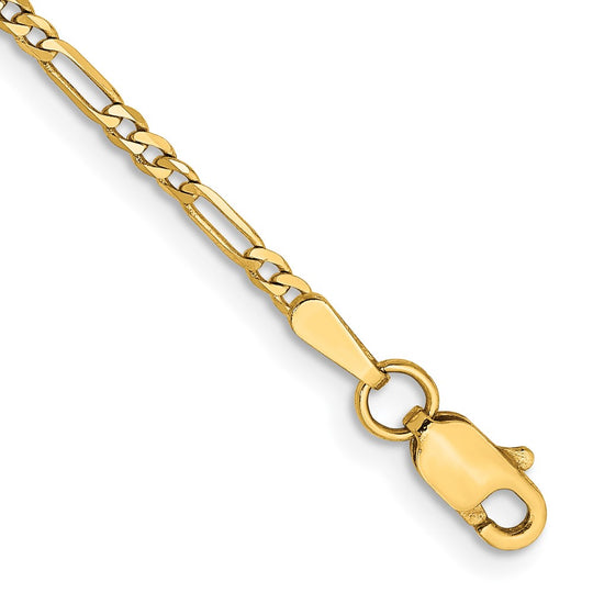 Pulsera Figaro plana de 14k y 1,8 mm