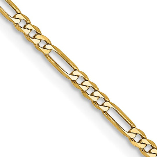 Pulsera Figaro plana de 14k y 1,8 mm