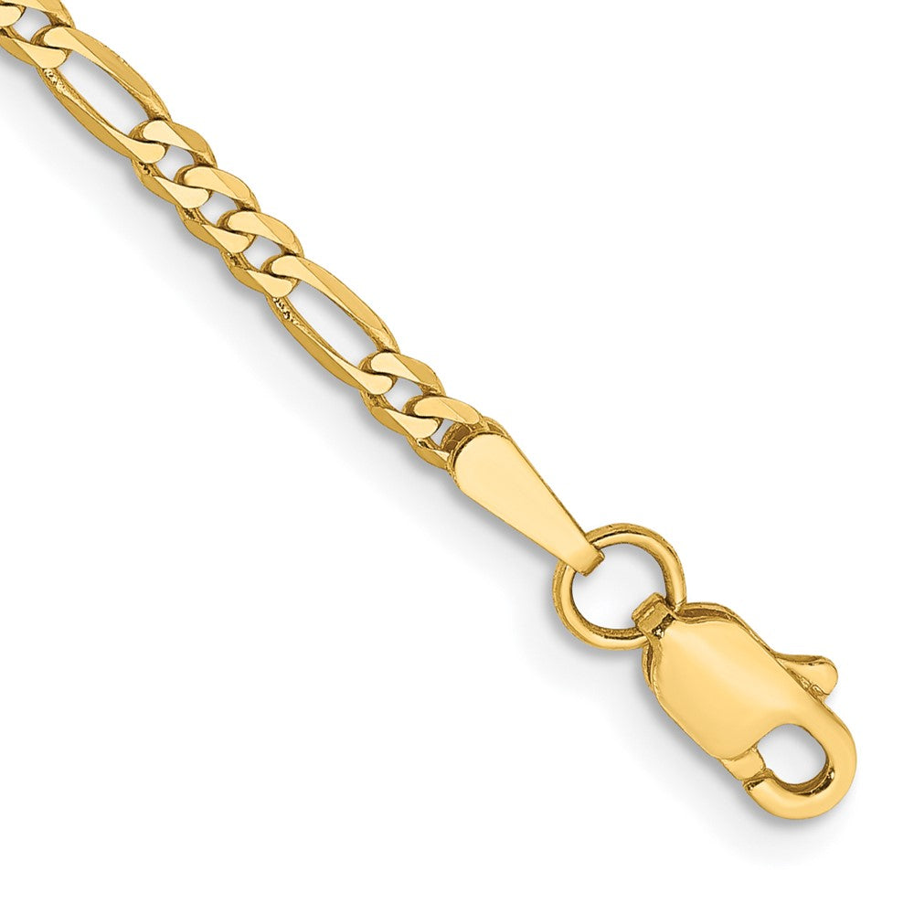 Pulsera Figaro plana de 14k y 2,25 mm