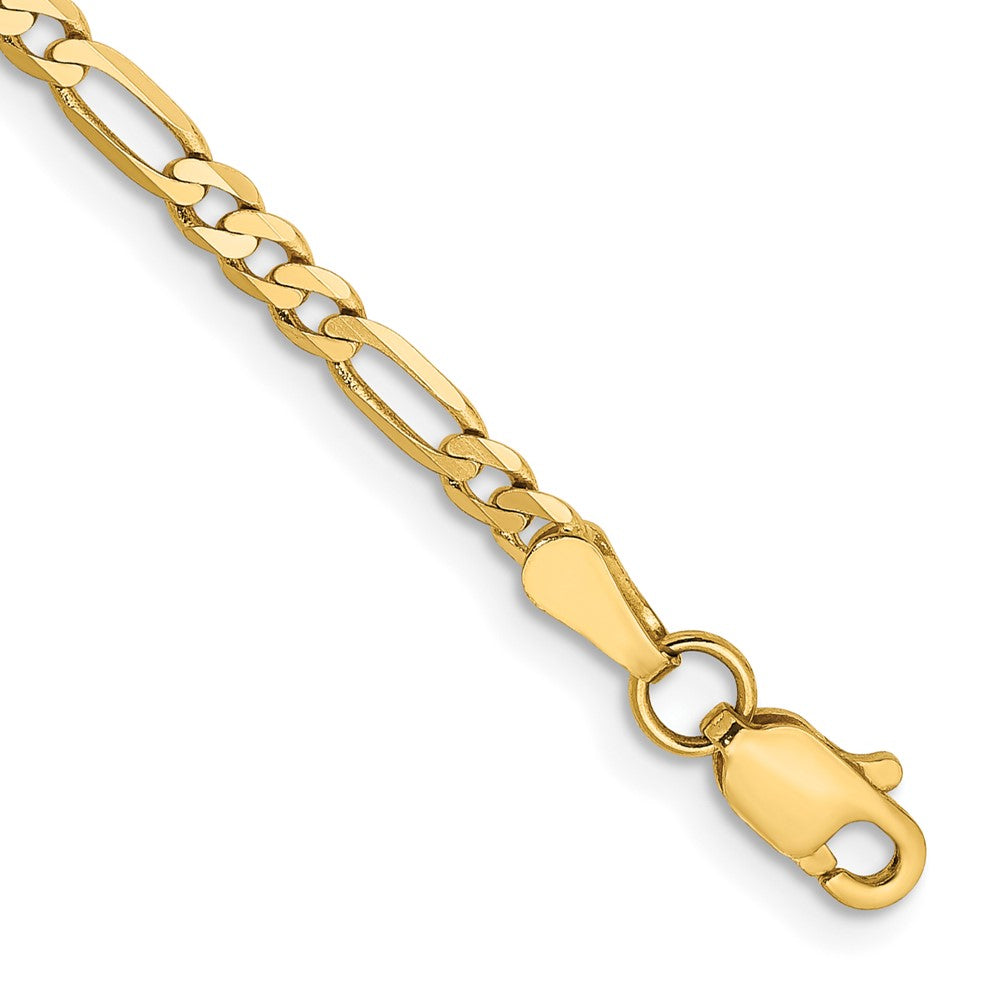 Pulsera Figaro plana de 14k y 2,75 mm