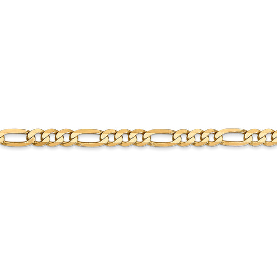 Cadena Figaro plana de 14k y 4 mm