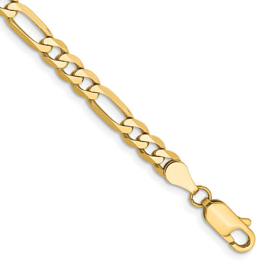 Pulsera Figaro plana de 14k y 4,75 mm