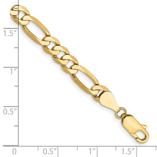 Pulsera Figaro plana de 14k y 5,25 mm