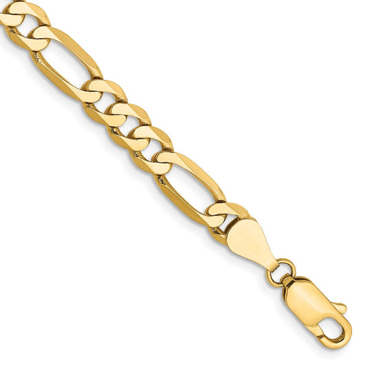 Pulsera Figaro plana de 14k y 5,25 mm