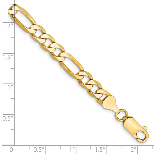 Pulsera Figaro plana de 14k y 6,25 mm