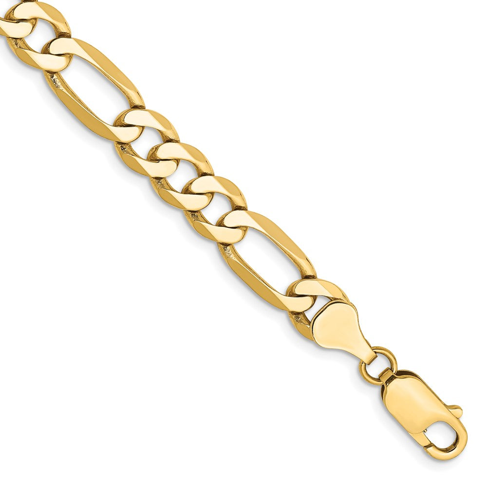 Pulsera Figaro plana de 14k y 7 mm