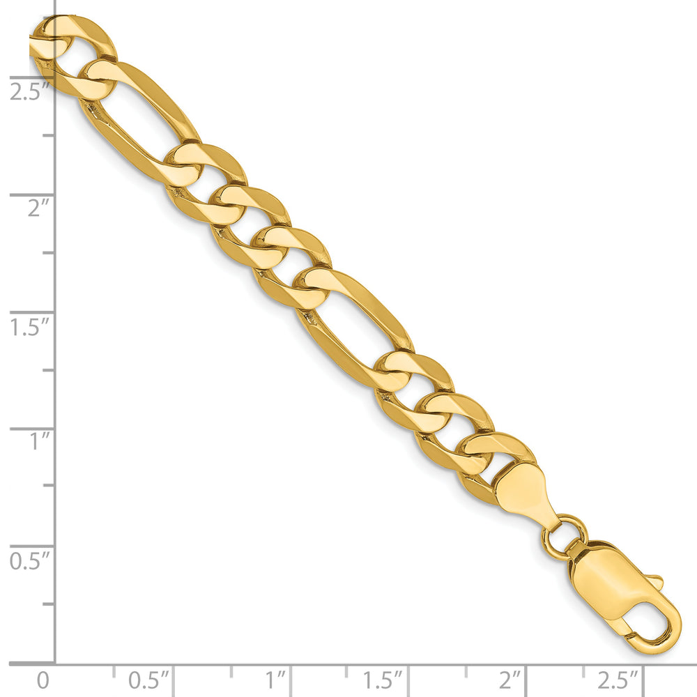 Pulsera Figaro plana de 14k y 7,5 mm