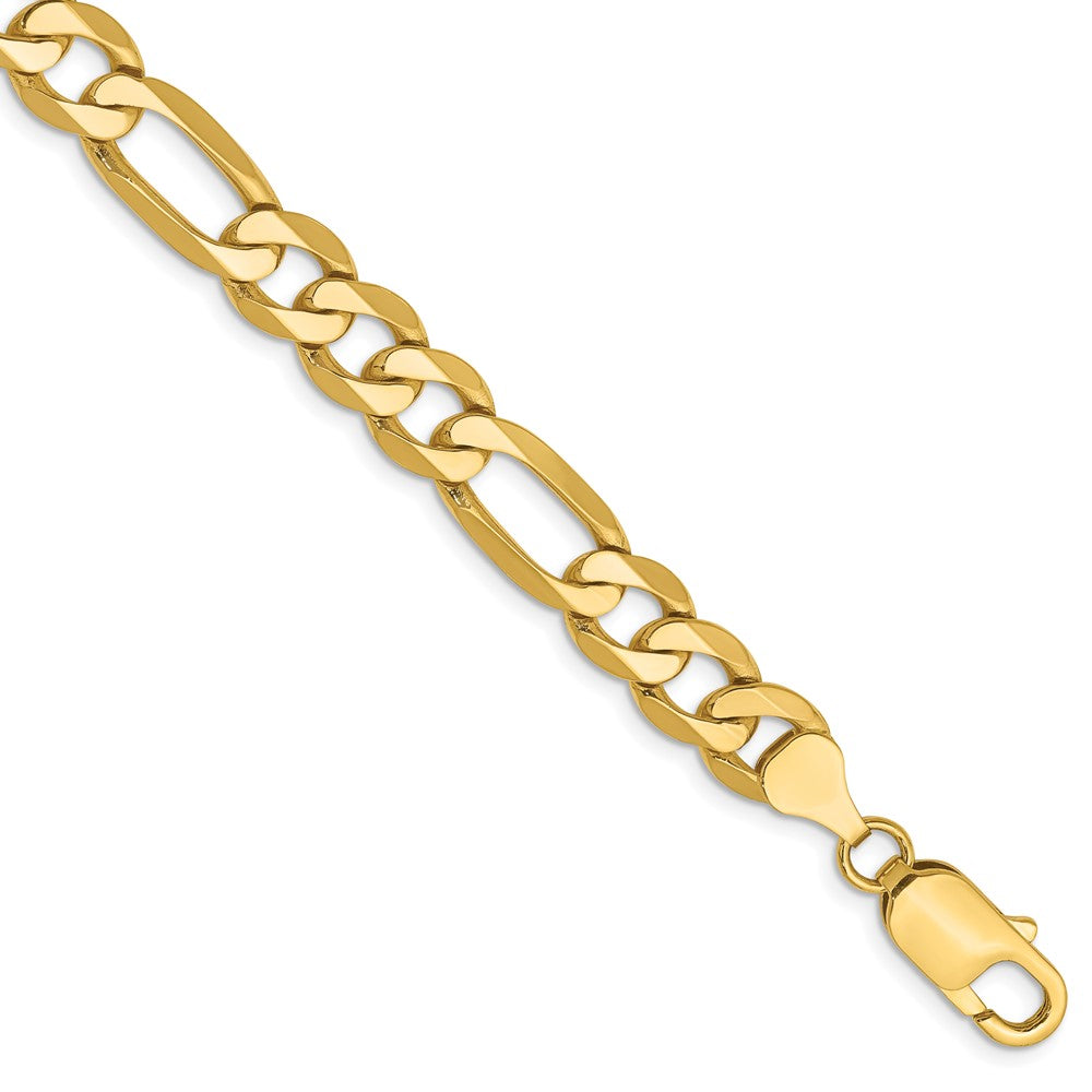 Pulsera Figaro plana de 14k y 7,5 mm