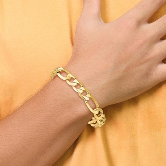 Pulsera Fígaro Plana de 14k y 10mm