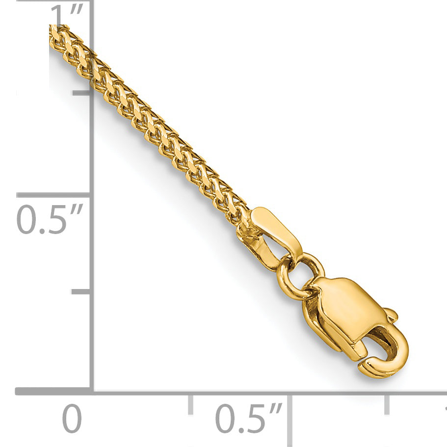 Pulsera Franco de Oro Amarillo de 14K de 8 pulgadas y 1mm con Cierre de Langosta