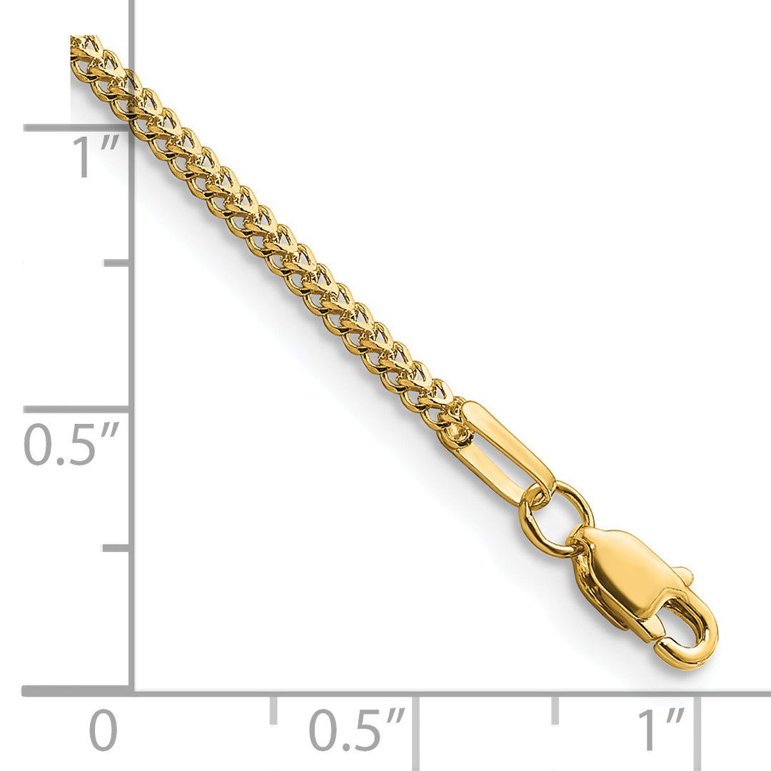 Pulsera Franco de Oro Amarillo de 14K de 7 pulgadas y 1.3mm con Cierre de Langosta